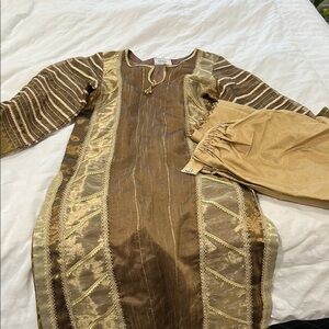 Gold Pakistani Kameez and Pants